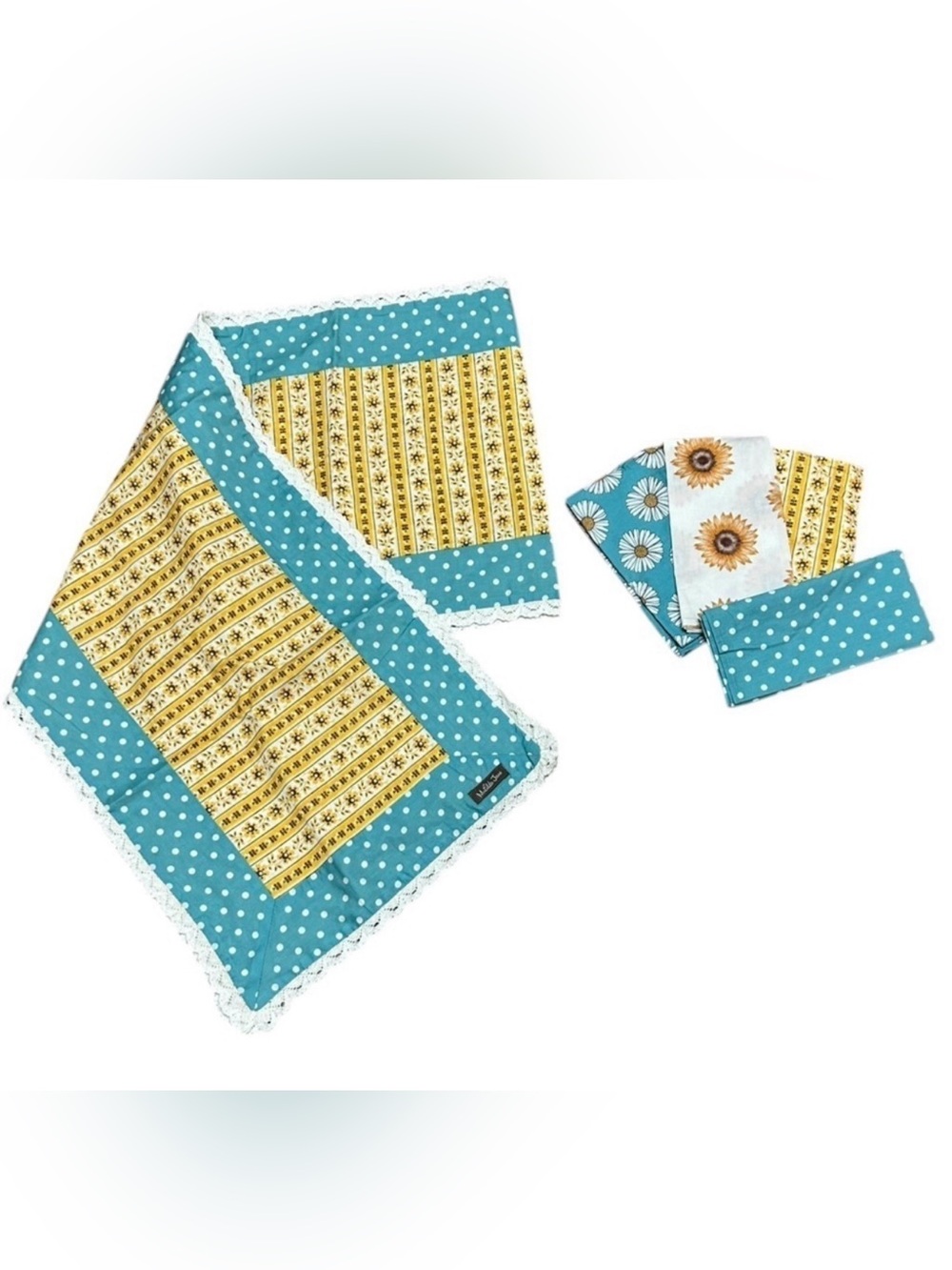 5PC SET matilda jane home•dining•linens•table runner•lace•cotton cloth napkins
